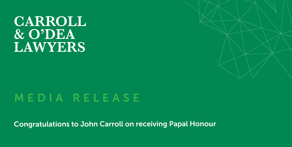 Congratulations to John Carroll on receiving Papal Honour